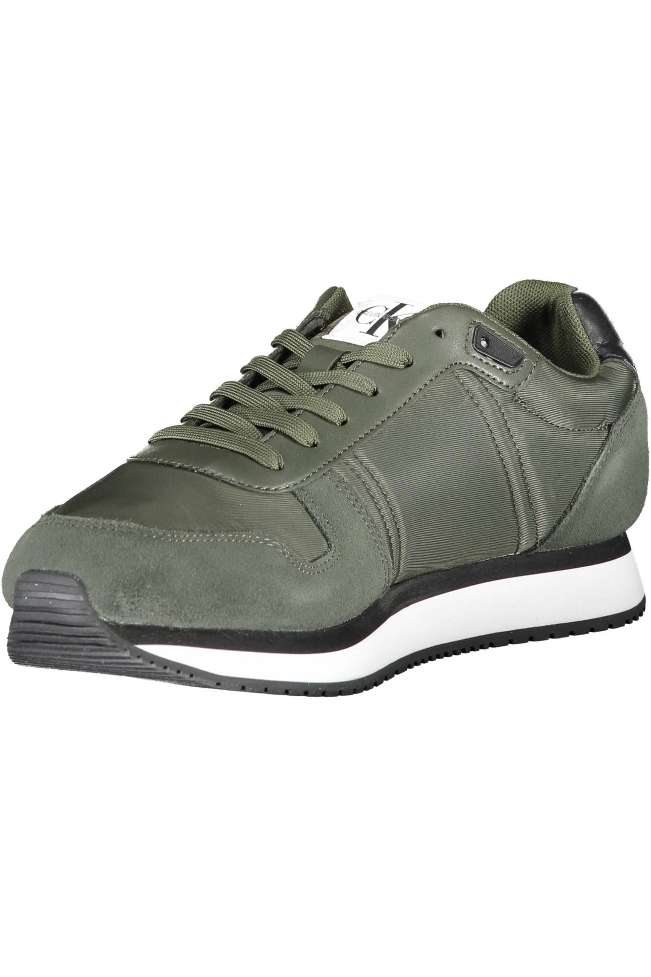 Elevated Green Polyester Sneakers with Laces