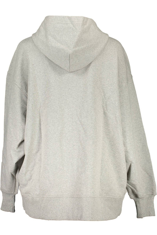 Sleek Gray Cotton Zip Hoodie with Logo