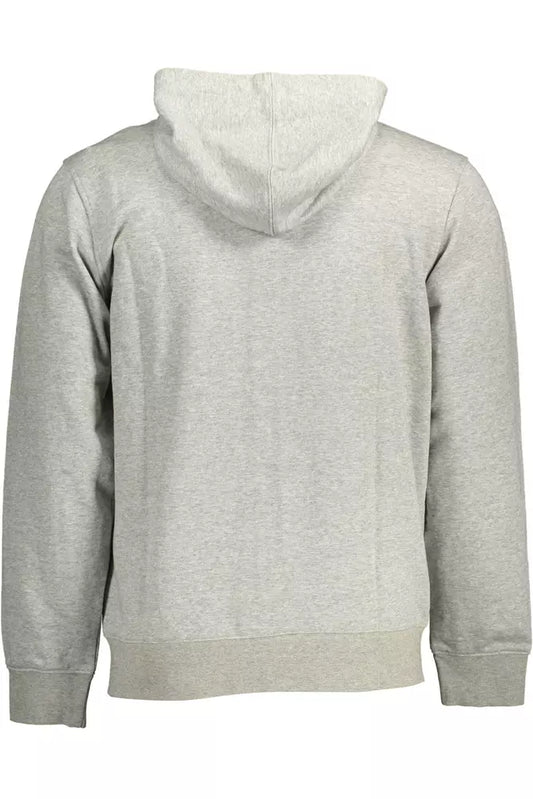 Sleek Gray Cotton Blend Hooded Sweatshirt