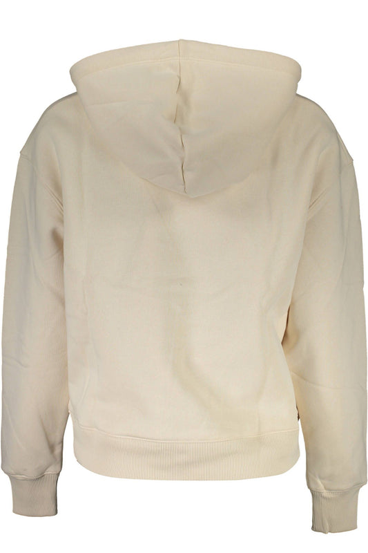 Beige Cotton Hooded Sweatshirt with Logo