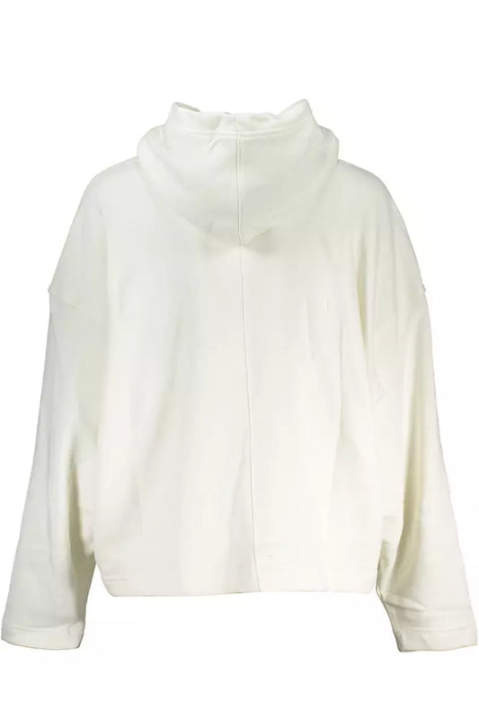 Chic White Hooded Sweatshirt with Embroidery