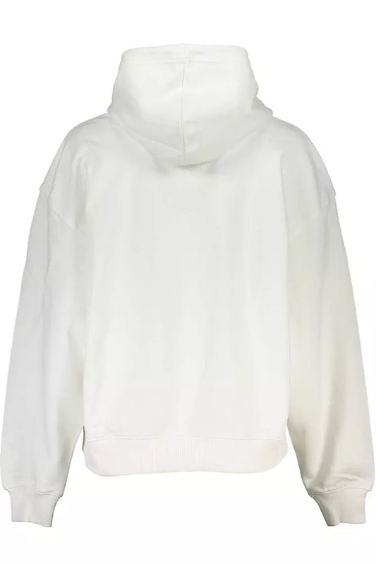 Elegant White Hooded Sweatshirt with Embroidery