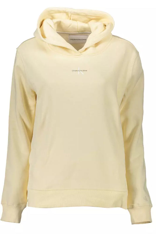 Chic Yellow Hooded Sweatshirt with Logo Embroidery
