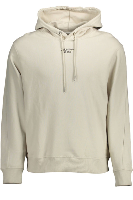 Beige Long-Sleeved Hooded Sweatshirt