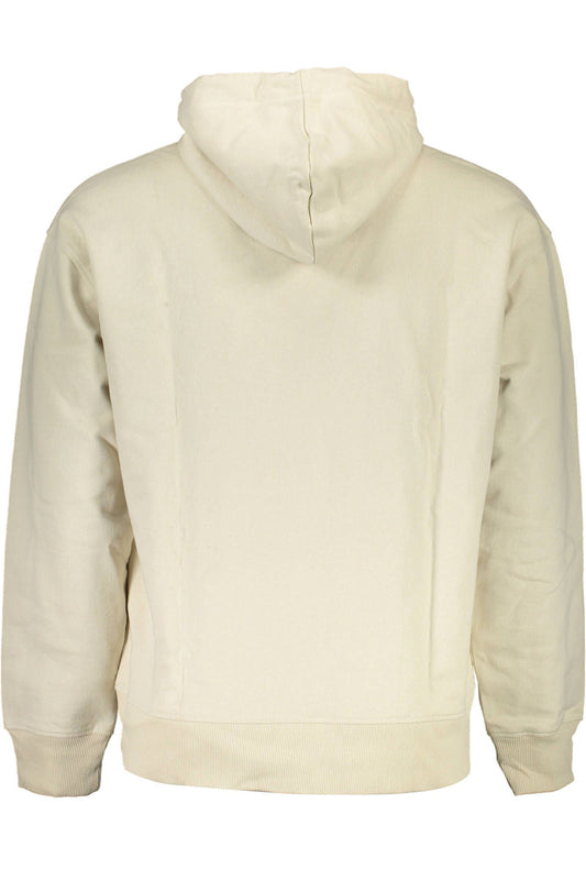 Beige Hooded Logo Sweatshirt in Recycled Cotton