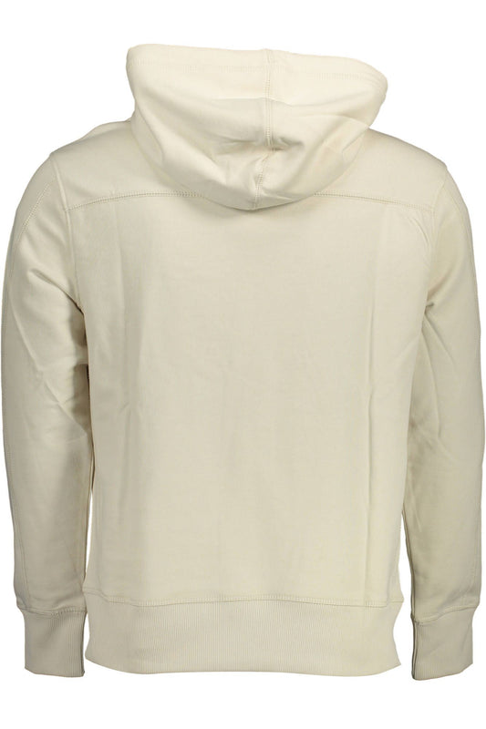 Chic Beige Hooded Sweatshirt with Contrast Details