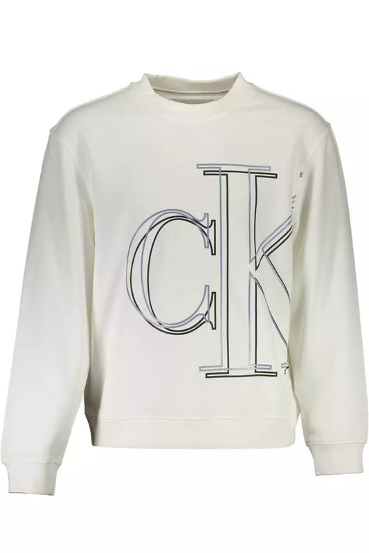 Elegant White Cotton Sweater with Logo