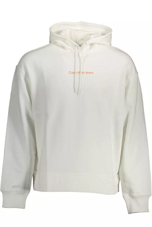 Chic White Cotton Hooded Sweatshirt with Logo Detail