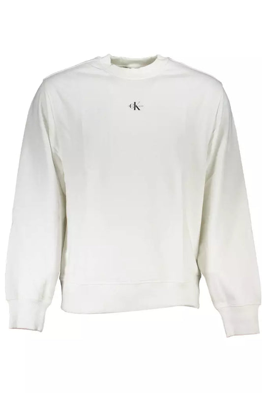 Sleek White Cotton Sweatshirt with Logo Print