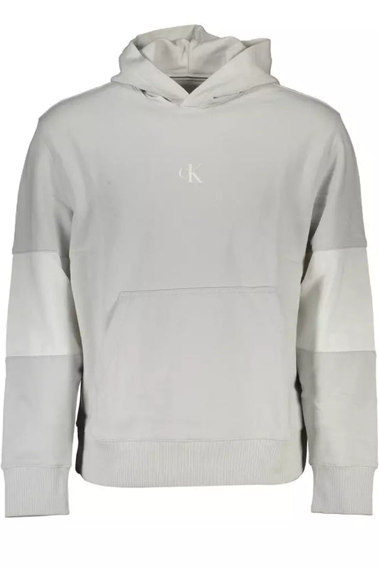 Elegant Gray Hooded Sweatshirt with Contrasting Details