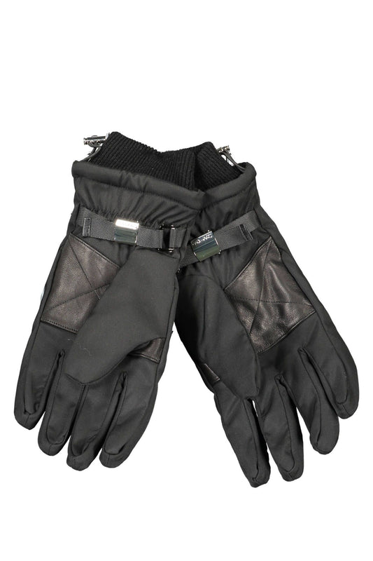 Elegant Black Gloves with Metal Buckle