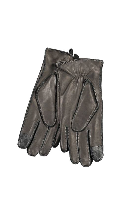 Elegant Black Woolen Gloves with Logo Detail