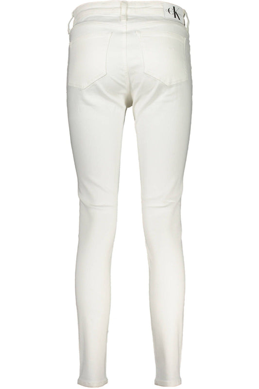 Chic White Skinny Jeans with Logo Detail
