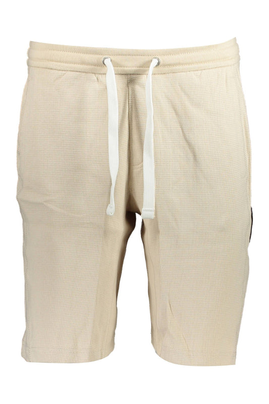Beige Bermuda Shorts with Contrasting Logo