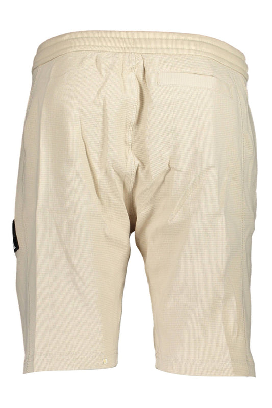 Beige Bermuda Shorts with Contrasting Logo