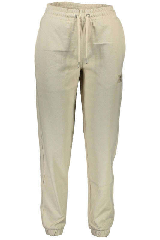 Elegant Beige Cotton Joggers with Ankle Elastic