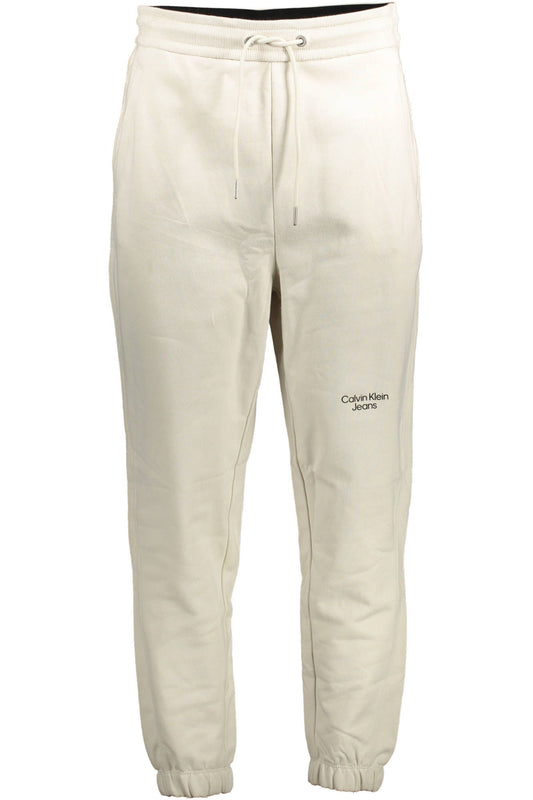 Beige Cotton Sports Trousers with Logo
