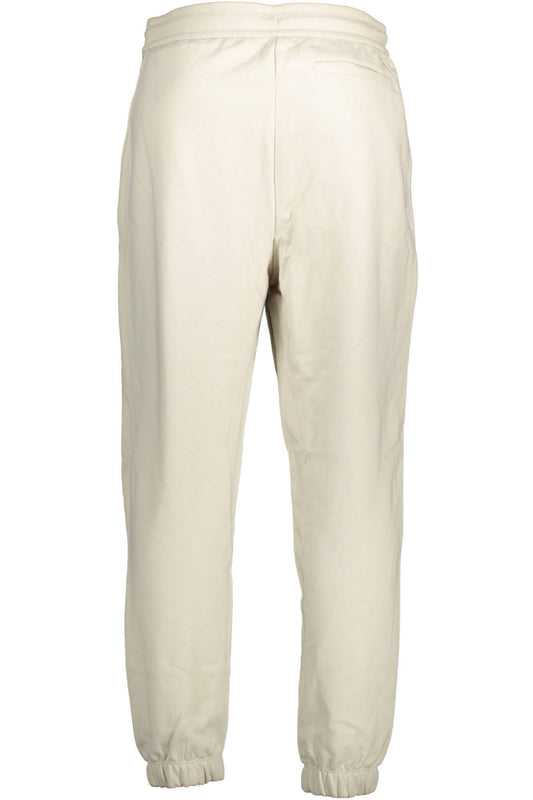 Beige Cotton Sports Trousers with Logo