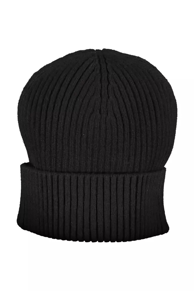 Elegant Black Scarf and Hat Set with Logo