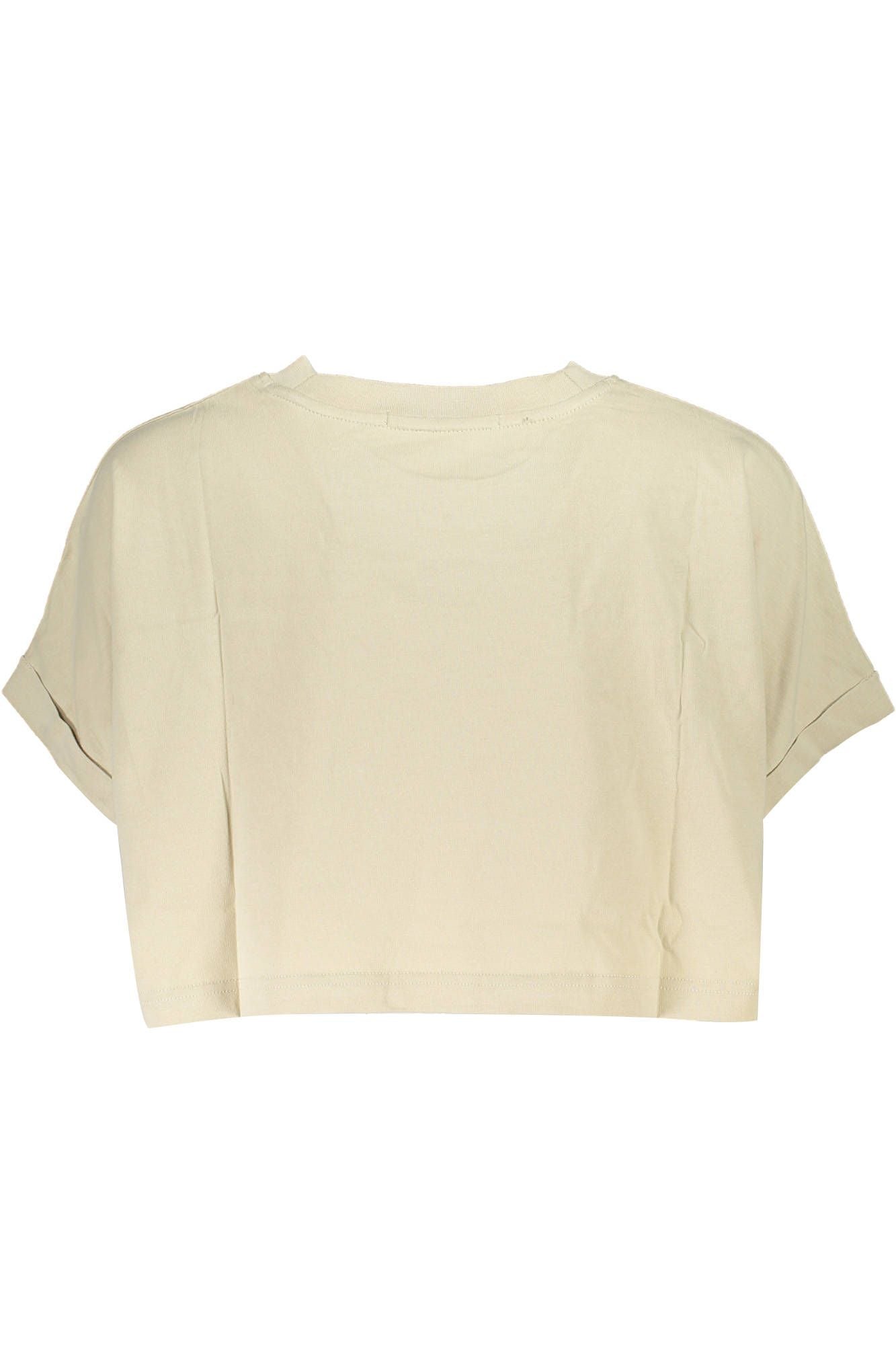 Chic Beige Embroidered Logo Tee