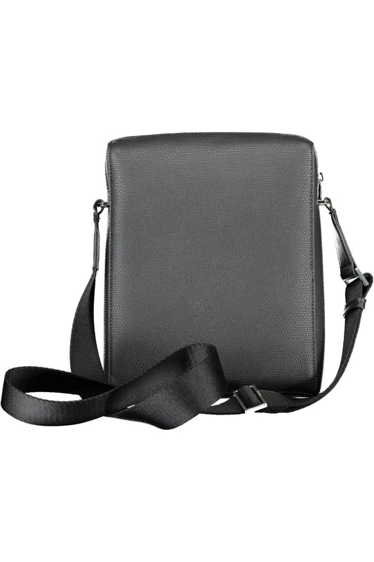 Eco-Chic Black Shoulder Bag with Contrasting Accents