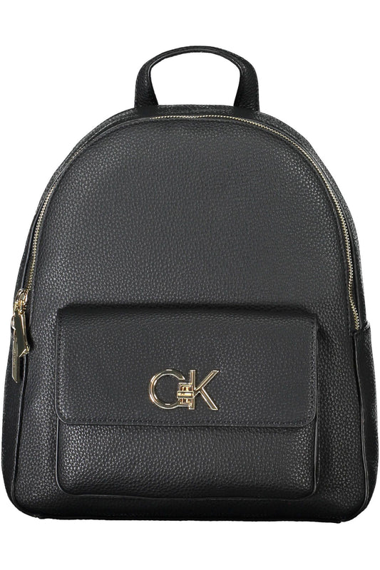 Chic Black Backpack with Sleek Logo Detail