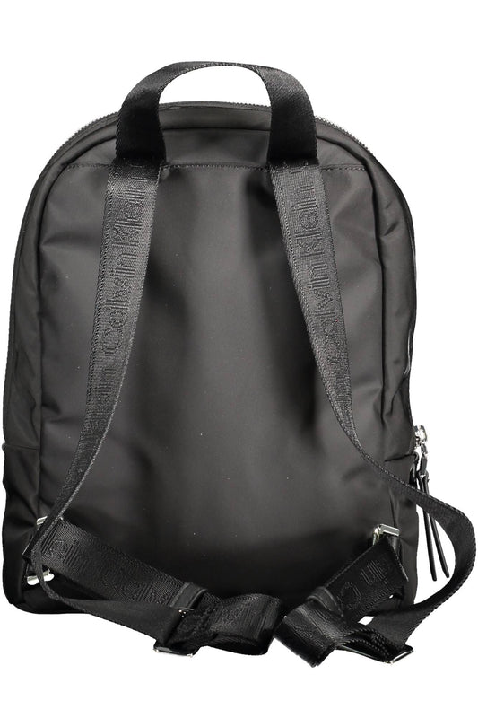 Eco-Chic Black Backpack with Contrasting Details