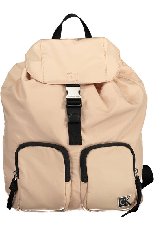 Eco-Chic Pink Backpack with Contrasting Details