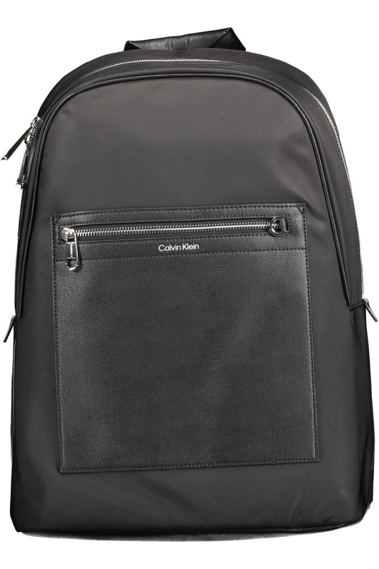 Sleek Black Recycled Polyester Backpack