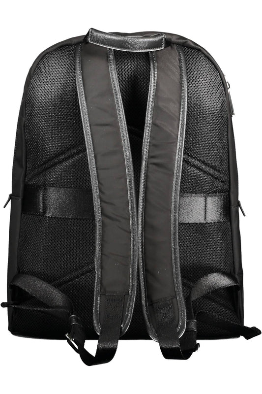 Sleek Black Recycled Polyester Backpack