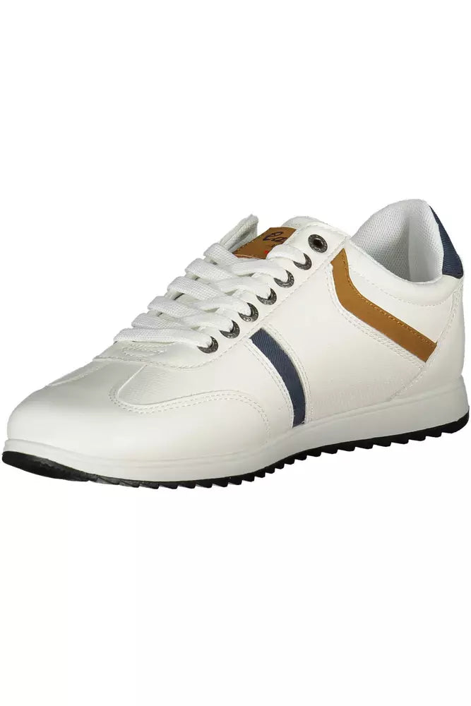 Eco-Leather Lace-Up Sneakers with Contrast Detail