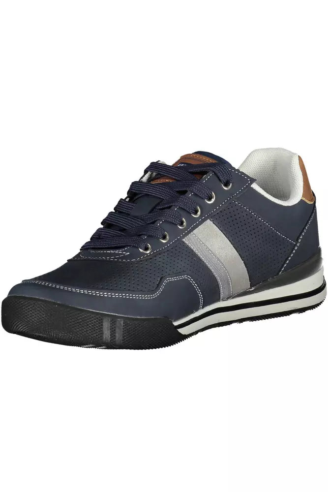 Sleek Blue Contrasting Sports Sneakers