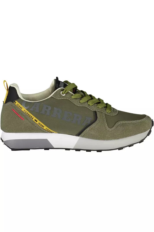 Sleek Green Sports Sneakers with Contrasting Details
