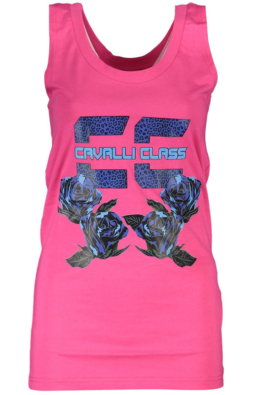 Chic Pink Printed Tank Top with Logo