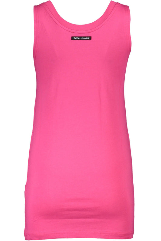 Chic Pink Printed Tank Top with Logo
