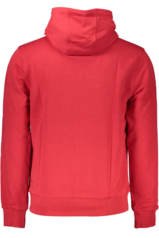 Elegant Red Hooded Cotton Sweatshirt for Men