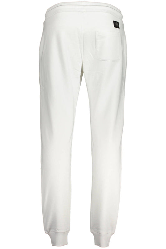 Elegant White Sporty Trousers with Ankle Cuffs