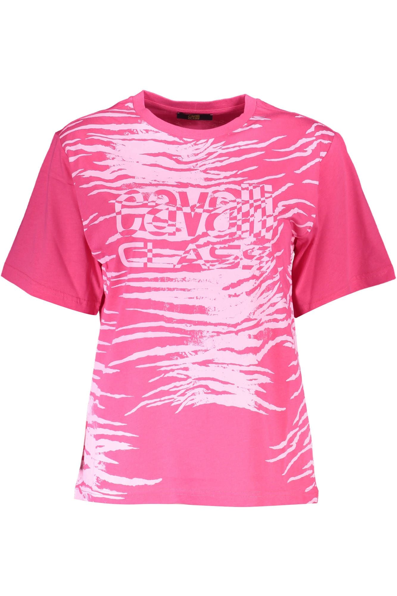 Chic Pink Cotton Tee with Logo Print