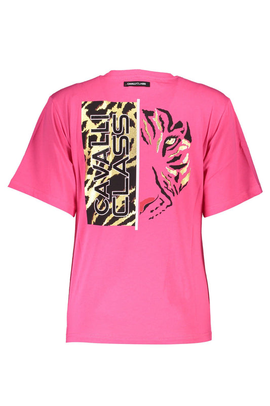 Chic Pink Slim-Fit Tee with Signature Print