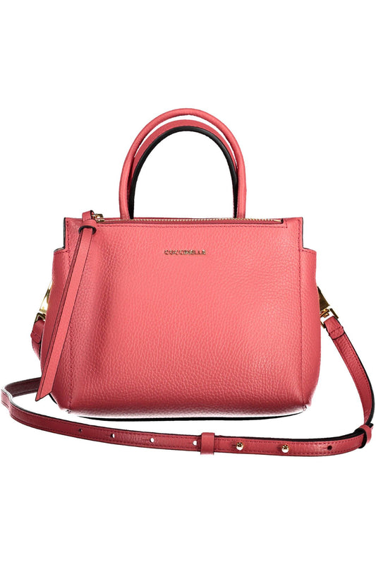 Chic Pink Leather Handbag with Versatile Straps