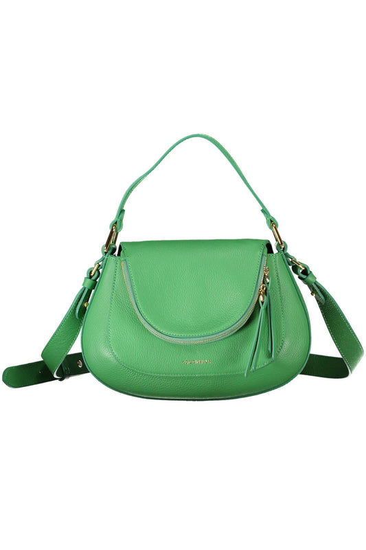 Elegant Green Leather Handbag with Shoulder Strap
