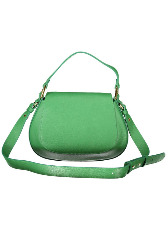 Elegant Green Leather Handbag with Shoulder Strap