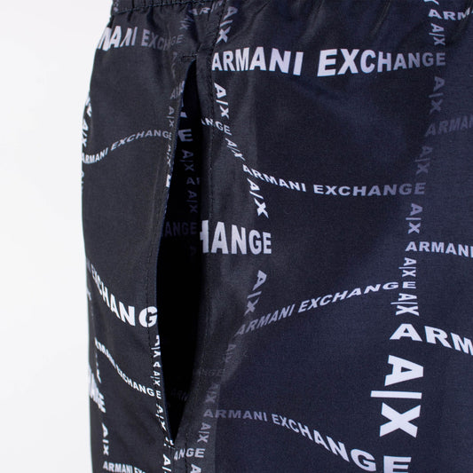 Armani Exchange Black Printed Logo Swim Shorts