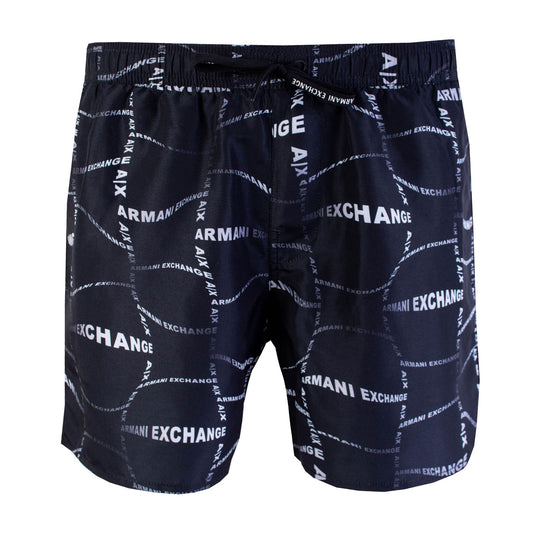 Armani Exchange Black Printed Logo Swim Shorts