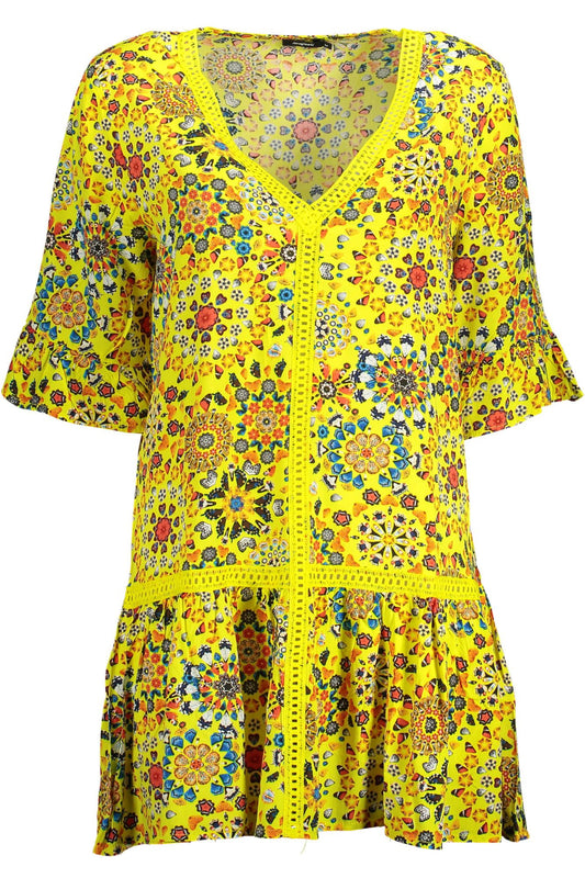 Vibrant Yellow Dress with Contrasting Details
