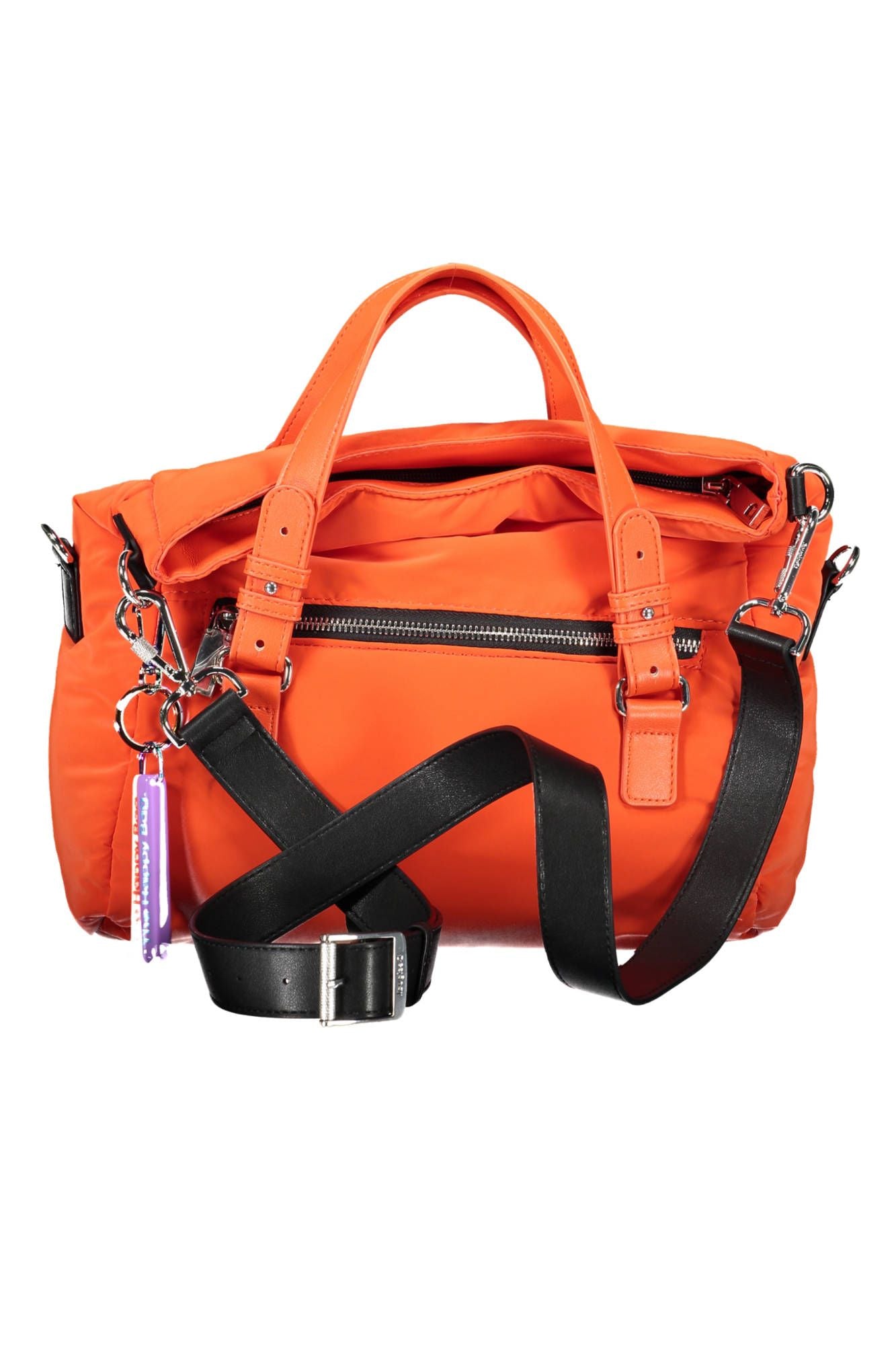 Vibrant Orange Polyester Handbag with Versatile Straps