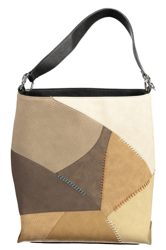 Chic Beige Handbag with Contrasting Details