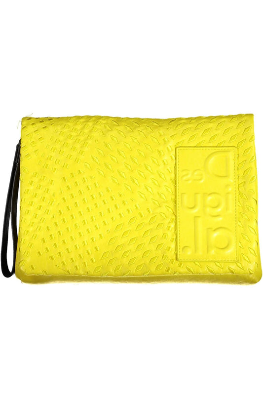 Chic Yellow Embroidered Handbag with Contrasting Details