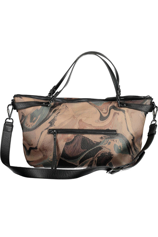 Chic Brown Polyurethane Handbag with Versatile Straps