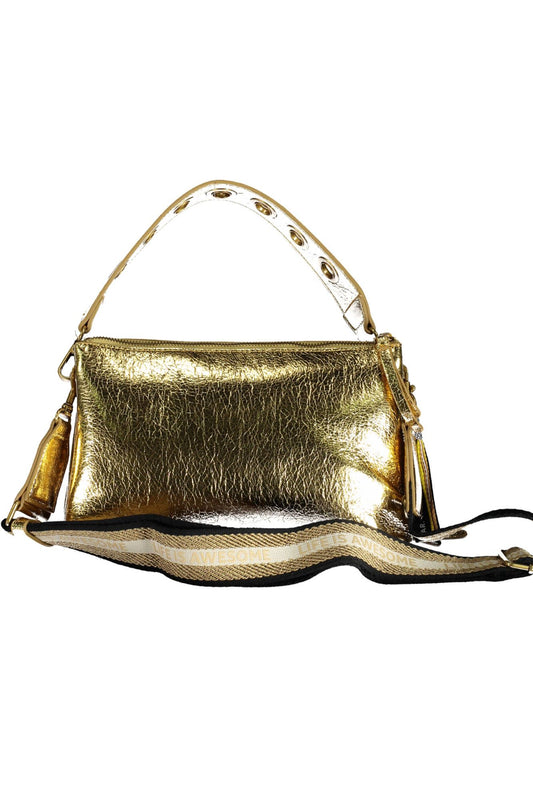 Chic Gold Polyurethane Shoulder Bag